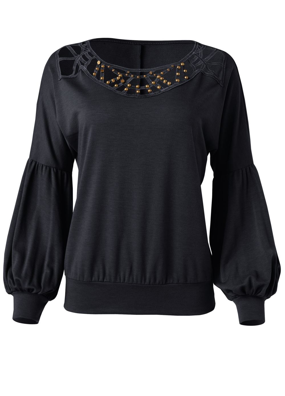 Venus Plus Size Strappy Detail Sweatshirt in Black
