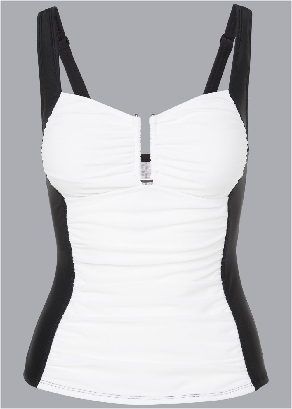 Venus Plus Size Slenderizing Tankini Top Bikini - Black And White