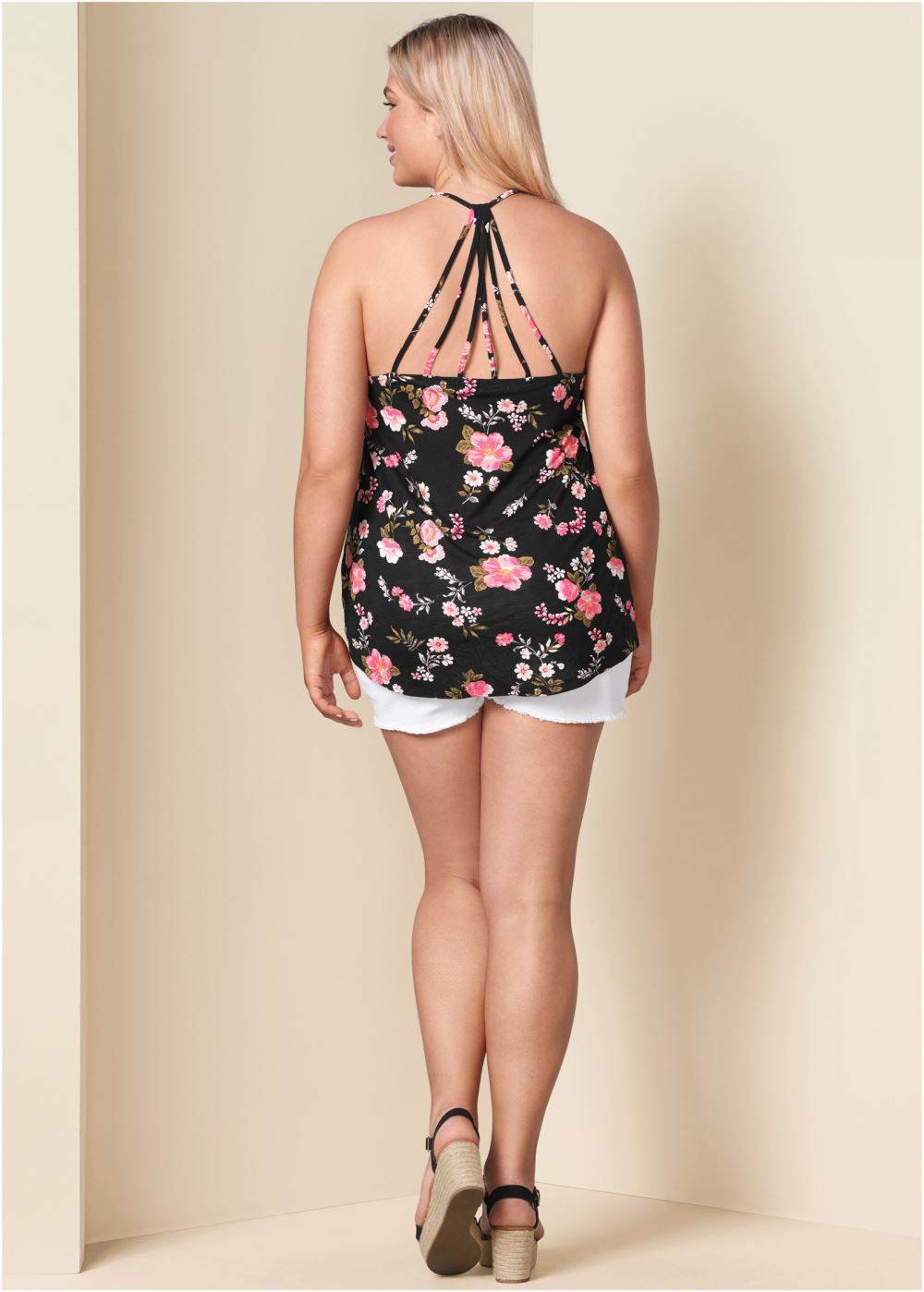 Venus Plus Size Back Detail Printed Tank
