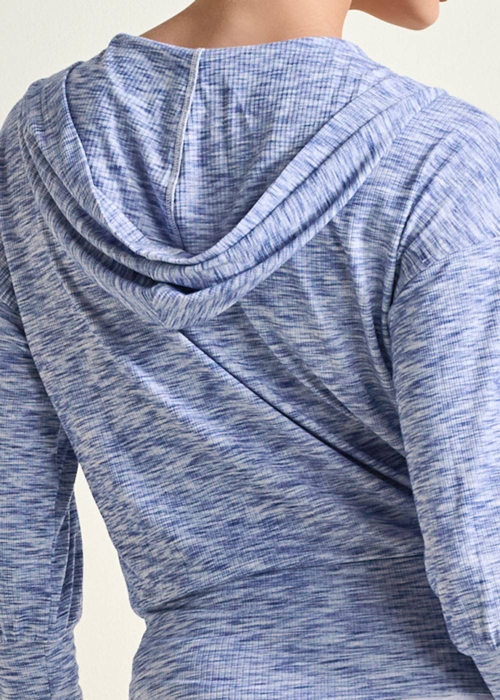 Venus Plus Size Space Dye Rib Knit Hoodie in Blue Multi