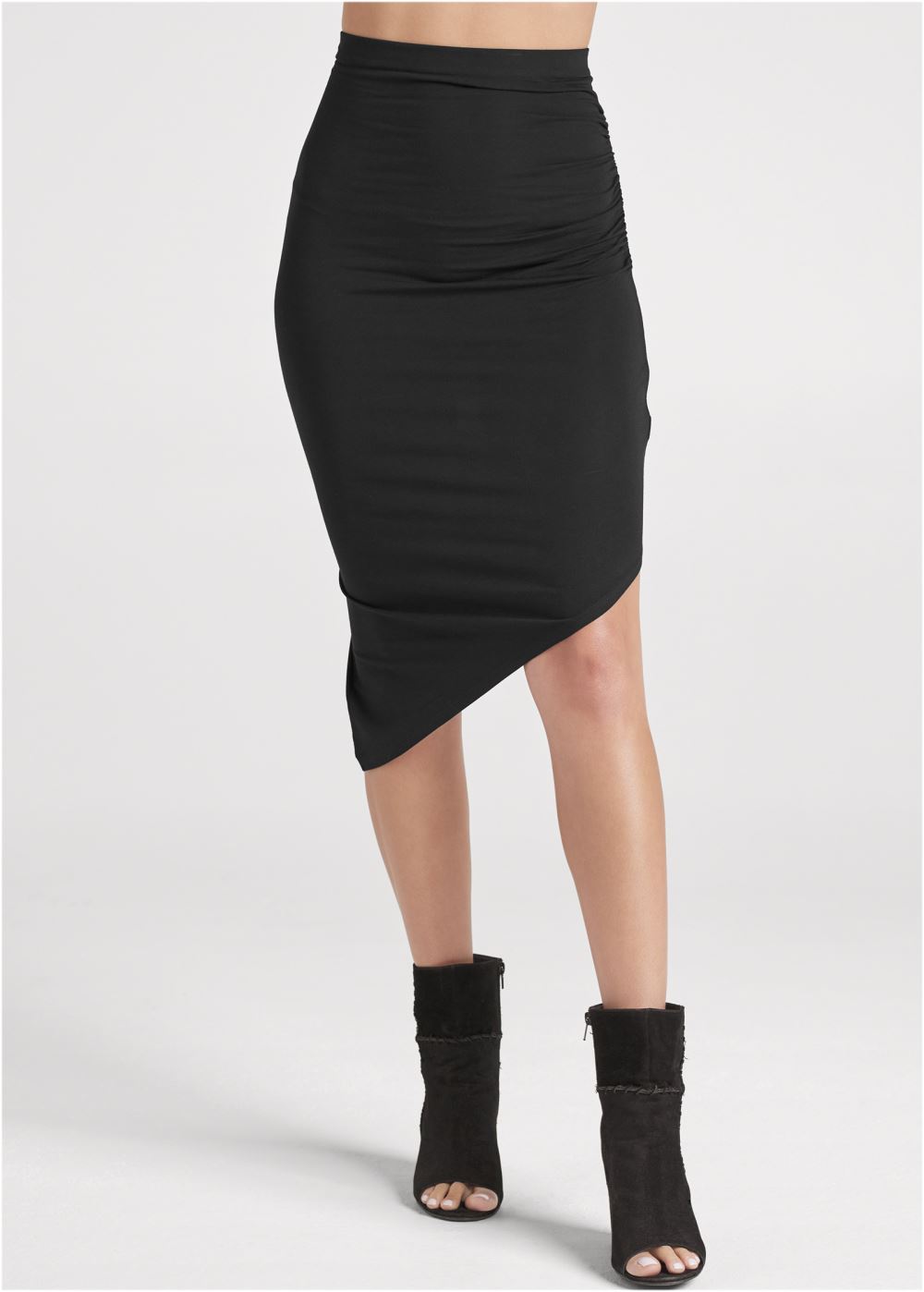 Venus Plus Size Easy Midi Skirt - Black