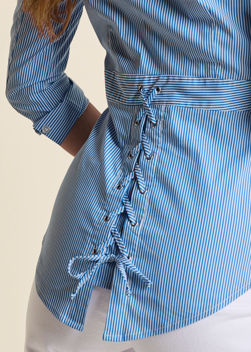 Venus Plus Size Lace-Up Back Blouse