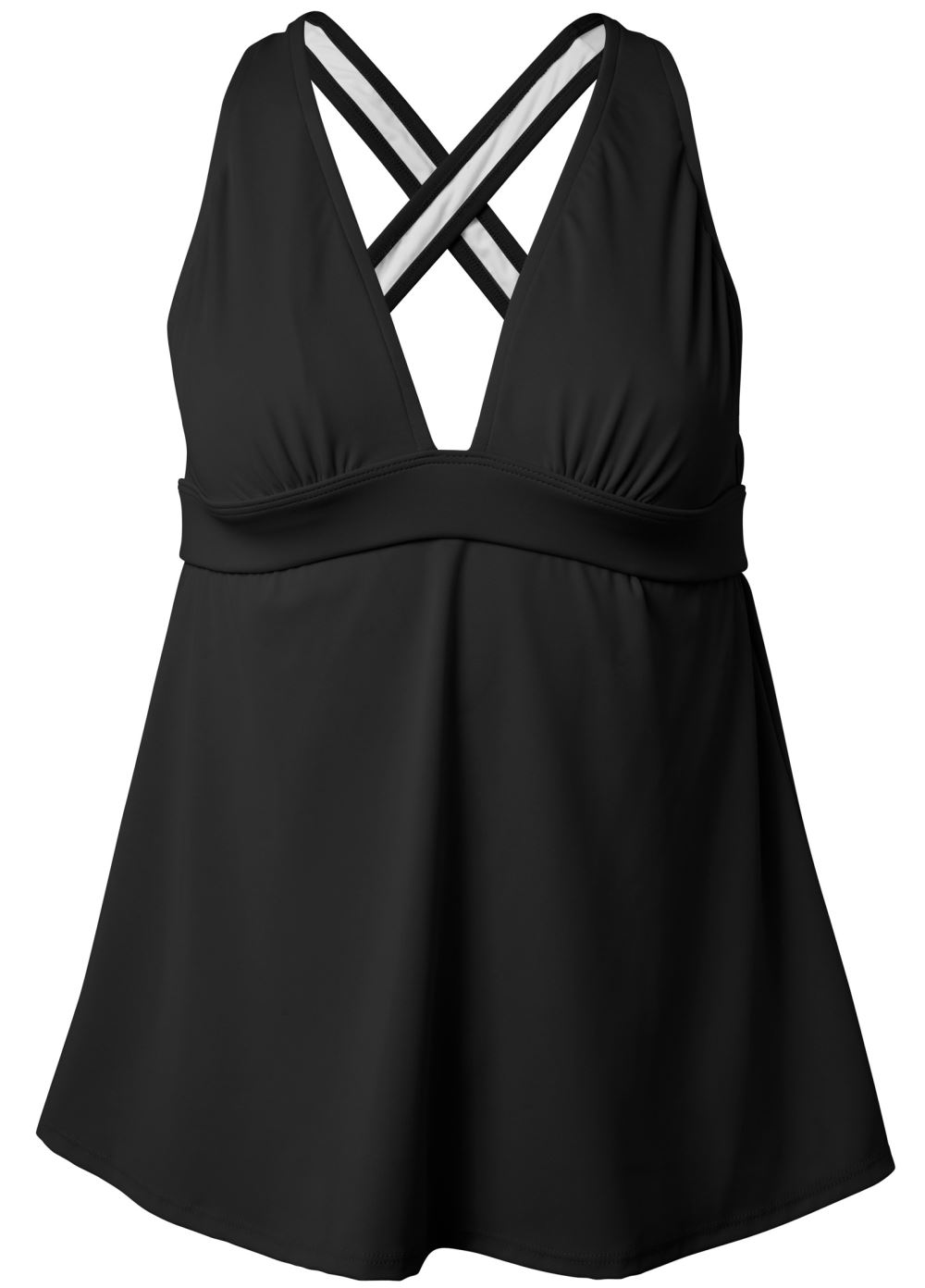 Venus Plus Size Sleek Flowing Tankini Top Bikini - Black Beauty