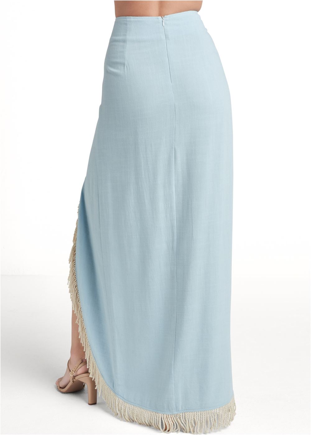 Venus Plus Size Fringe Detail Maxi Skirt - Blue