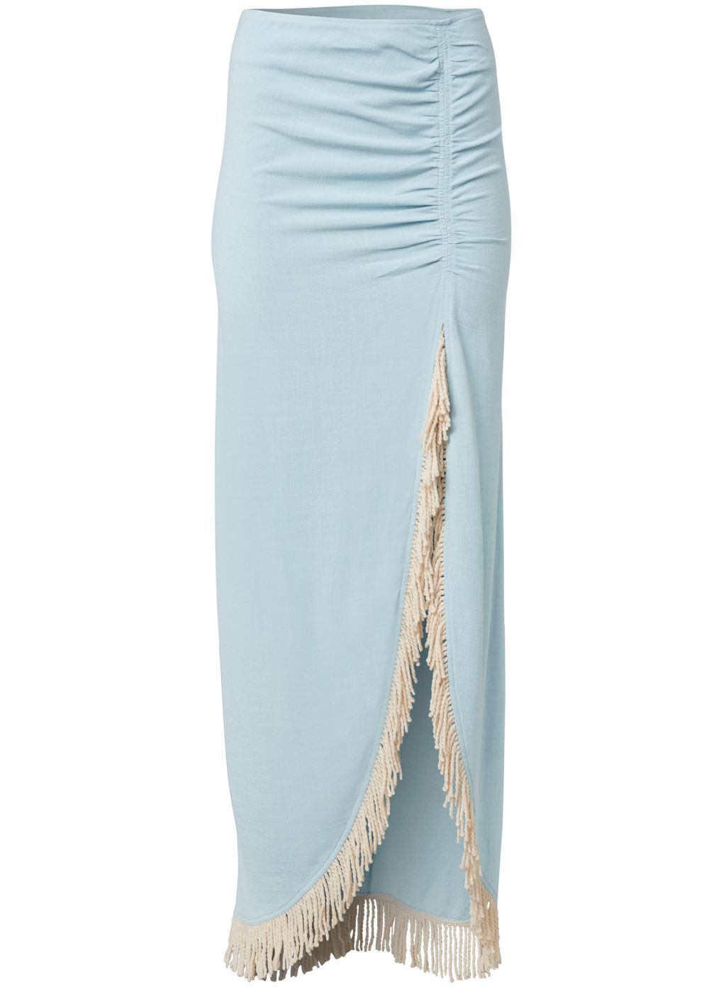 Venus Plus Size Fringe Detail Maxi Skirt - Blue