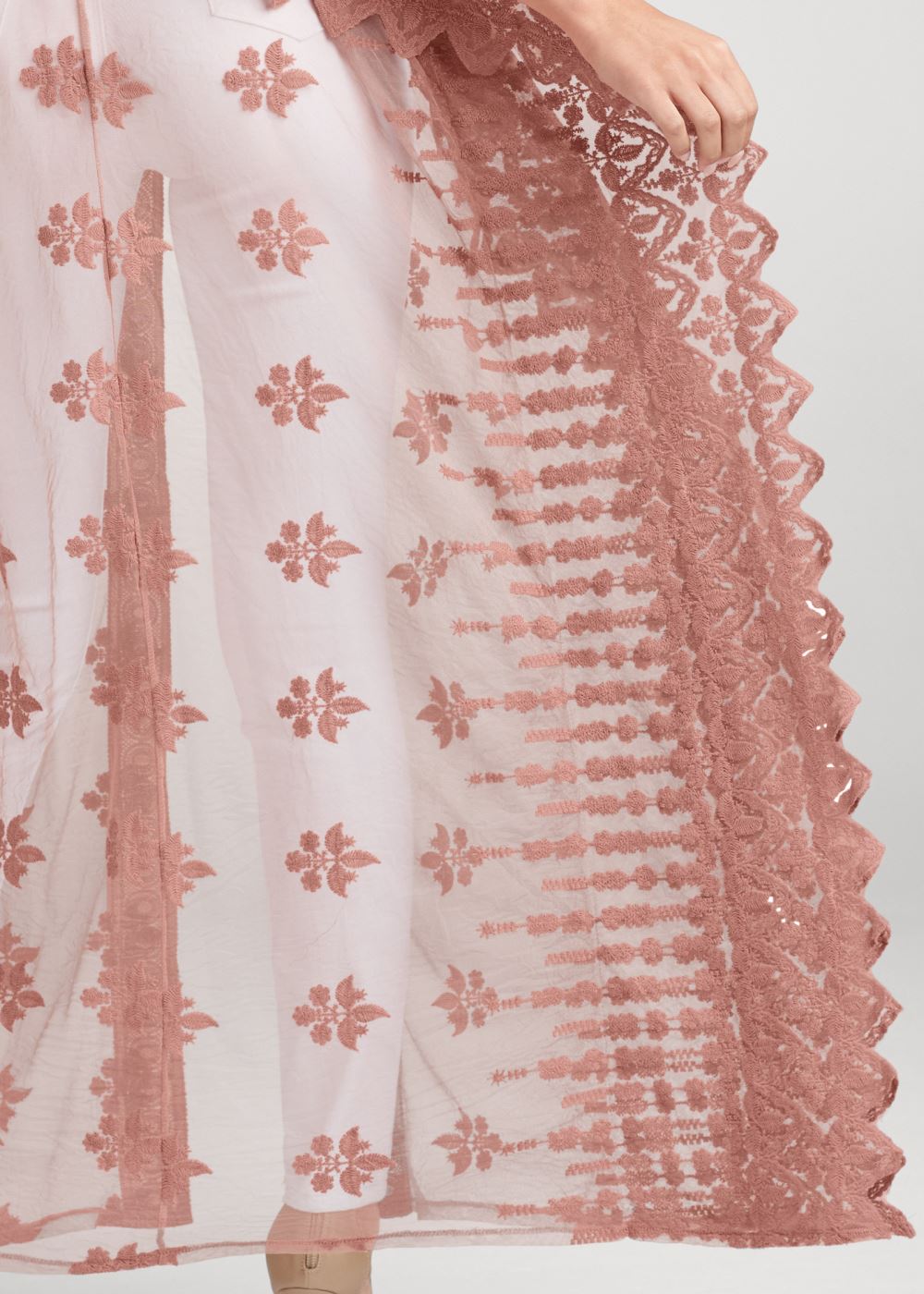 Venus Mesh And Lace Kimono in Rose