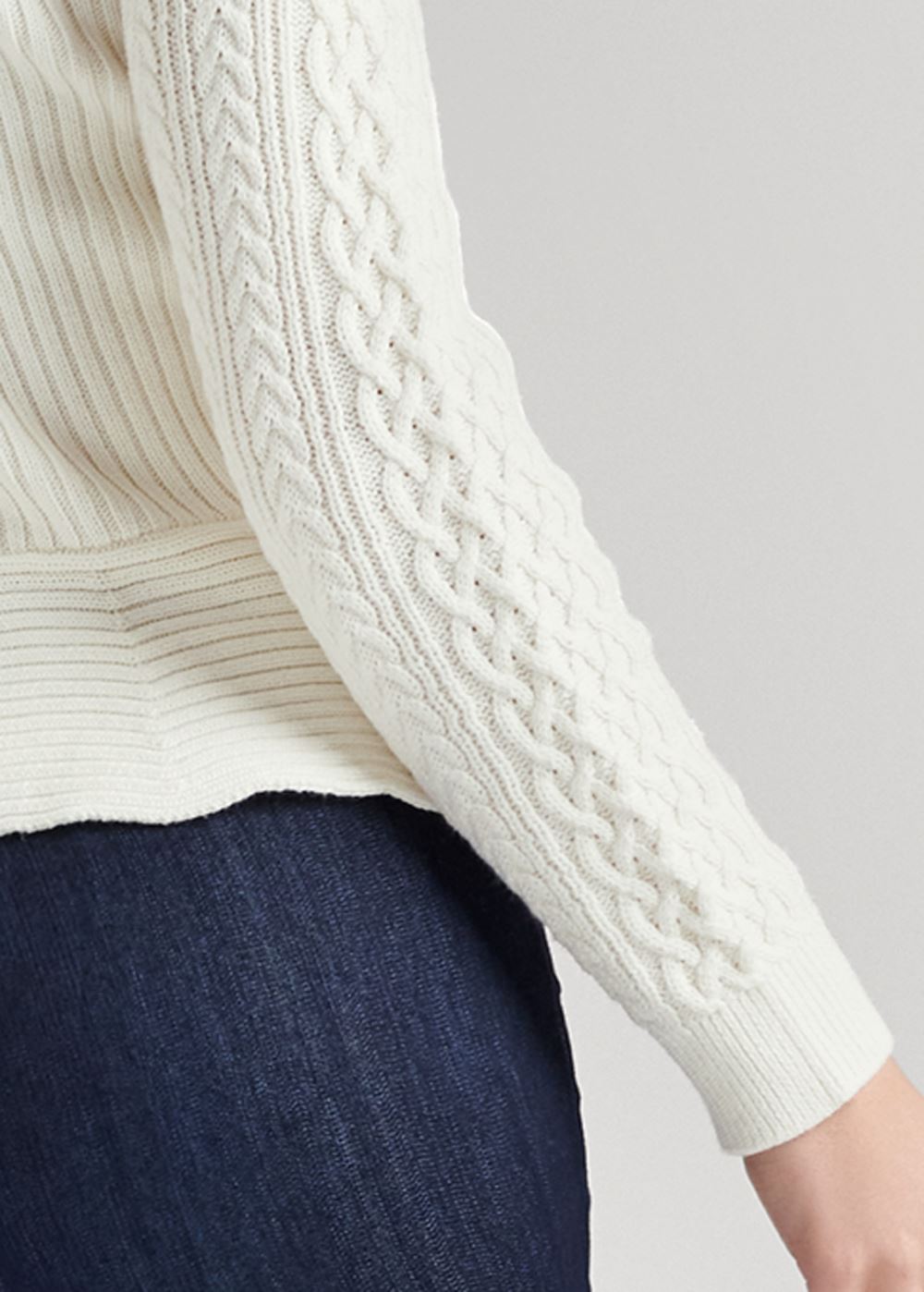 Venus Plus Size Half Zip Peplum Sweater in Off White