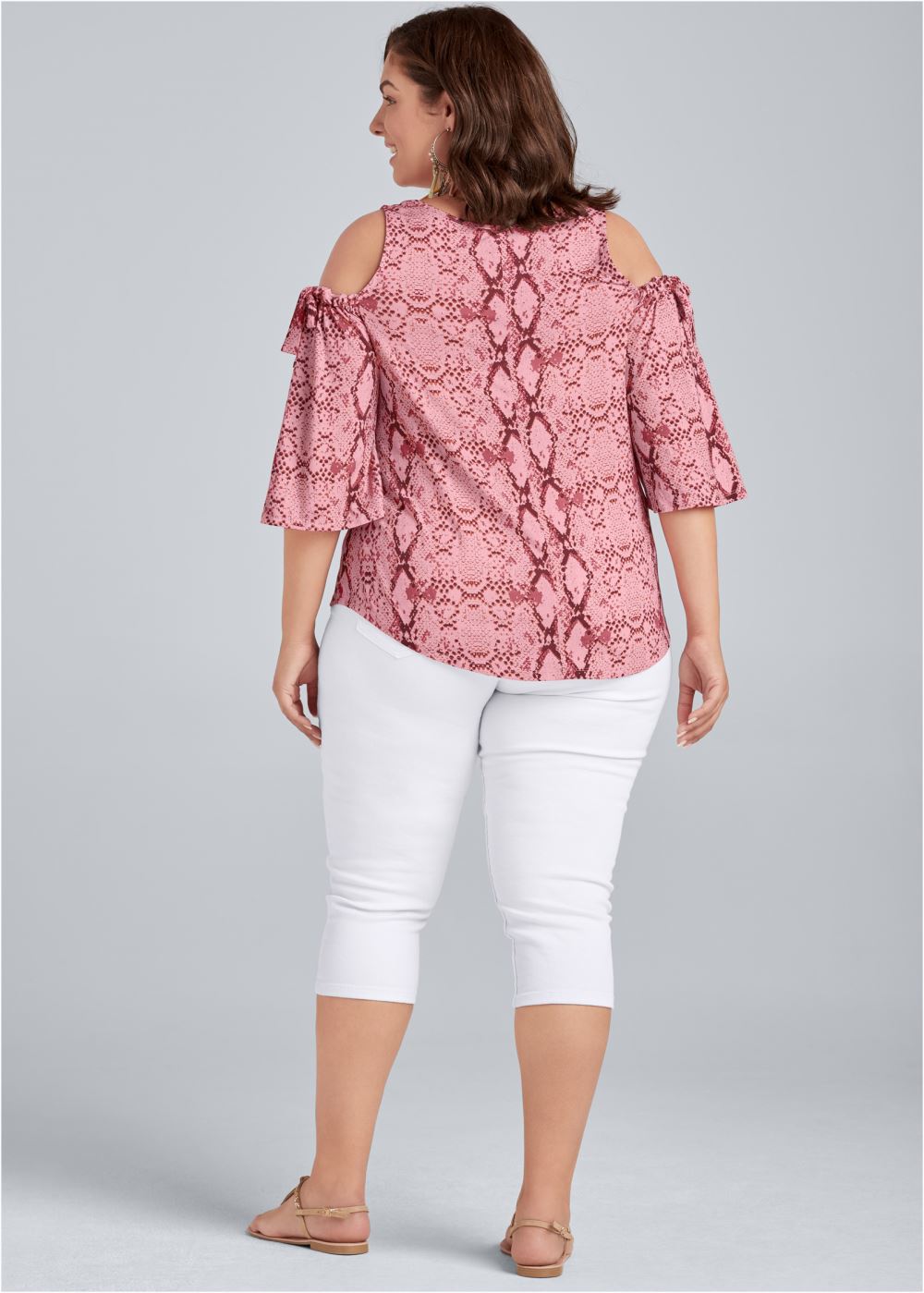 Venus Plus Size Paradise Python Cold-Shoulder Top