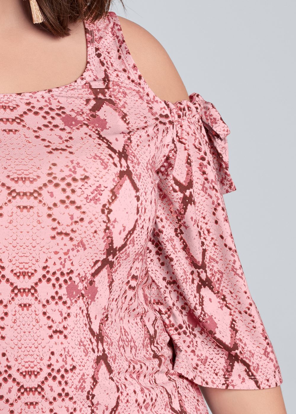 Venus Plus Size Paradise Python Cold-Shoulder Top