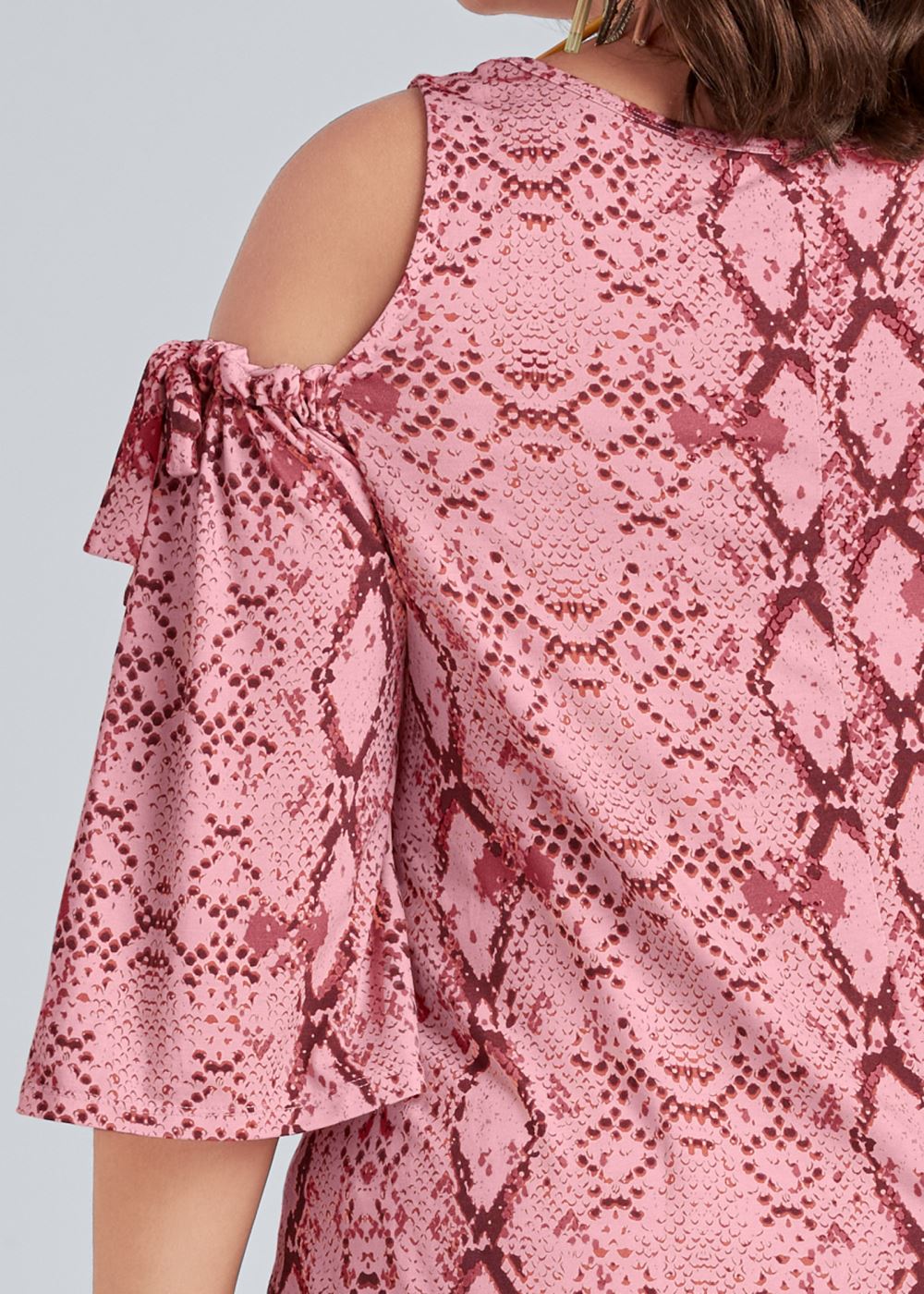 Venus Plus Size Paradise Python Cold-Shoulder Top