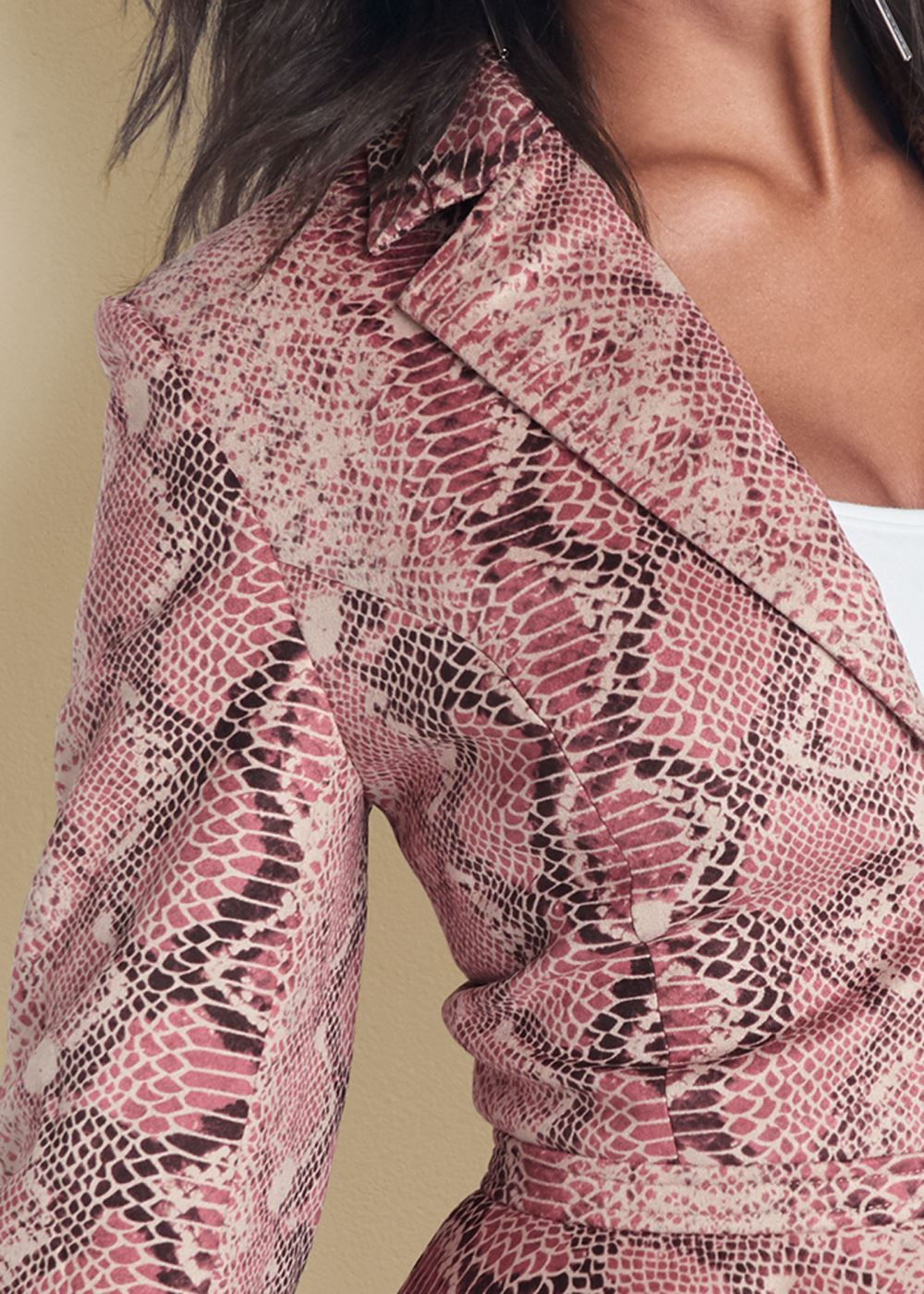 Venus Faux-Suede High-Low Jacket in Pink Multi