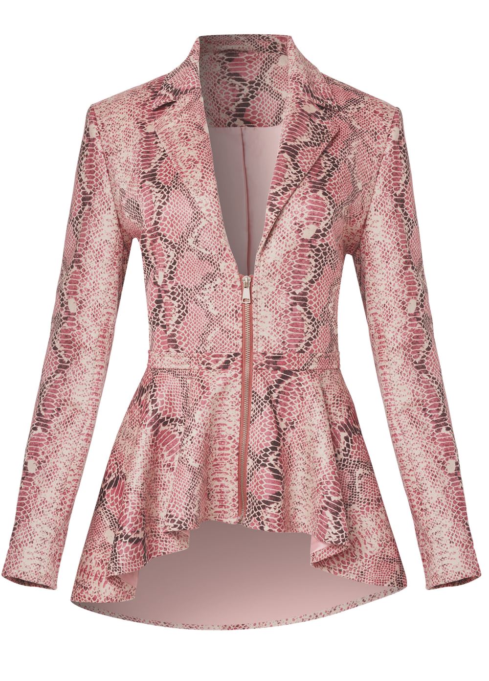 Venus Faux-Suede High-Low Jacket in Pink Multi