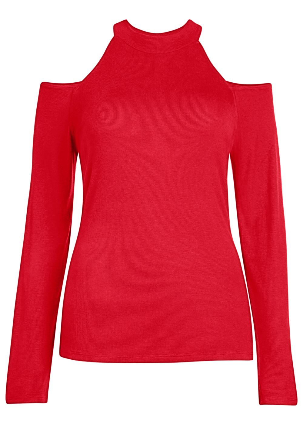 Venus Red RIBBED LONG SLEEVE TOP