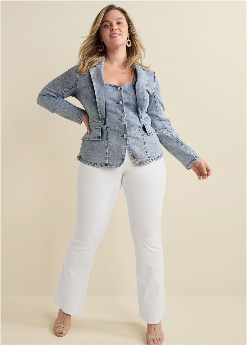 Venus Sweetheart Denim Blazer in Acid Wash