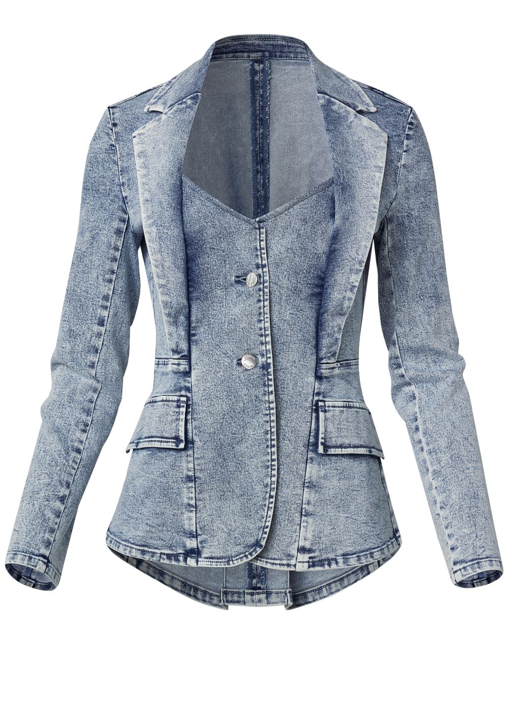 Venus Sweetheart Denim Blazer in Acid Wash