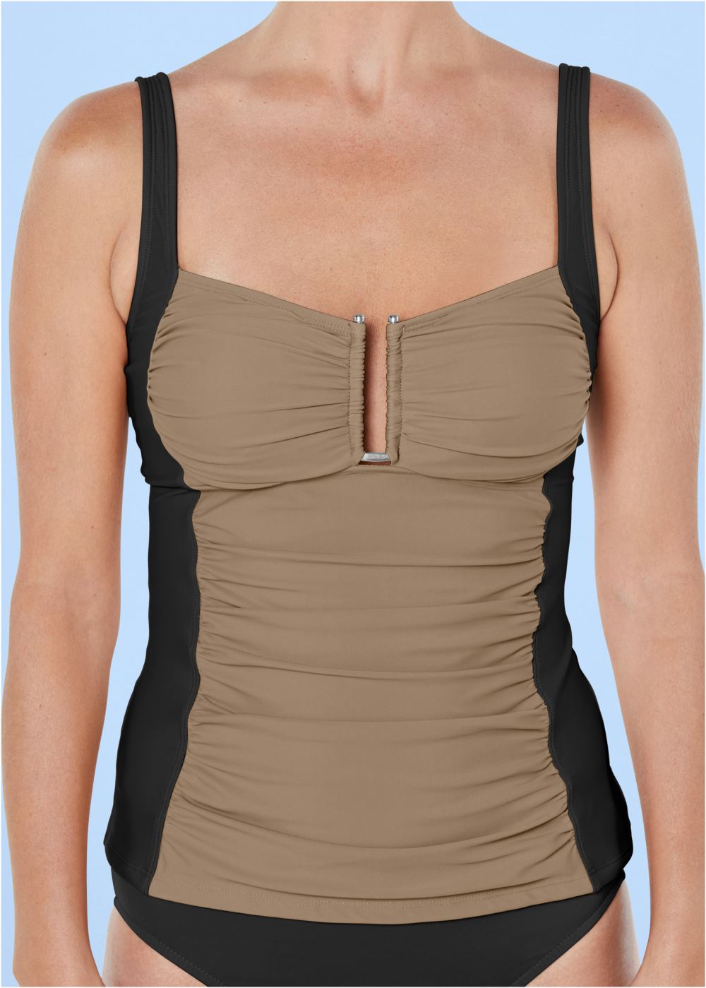 Venus Plus Size Slenderizing Tankini Top Bikini - Black & Sahara