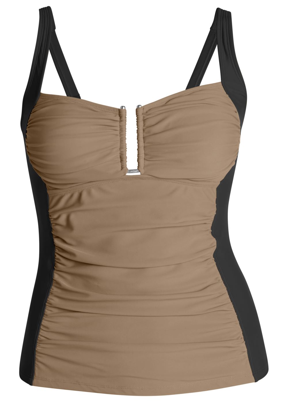 Venus Plus Size Slenderizing Tankini Top Bikini - Black & Sahara