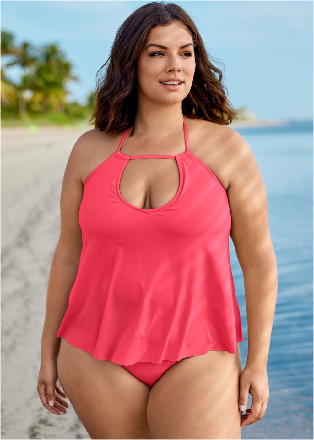 Venus Plus Size The Mykanos Tankini Bikini - Sunset Pink
