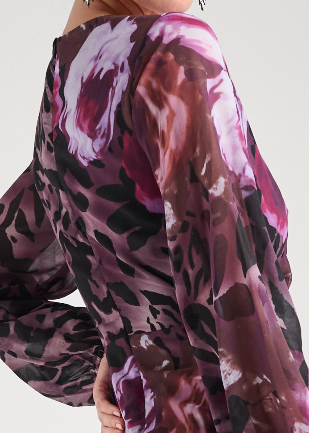 Venus Plus Size Cutout Detail Printed Gown