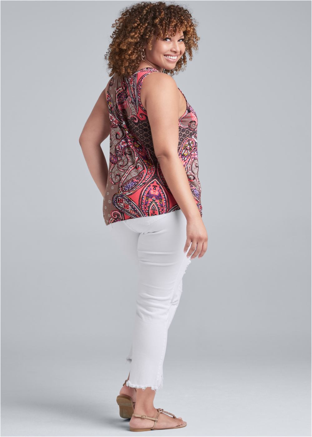 Venus Plus Size Sleeveless Paisley Top
