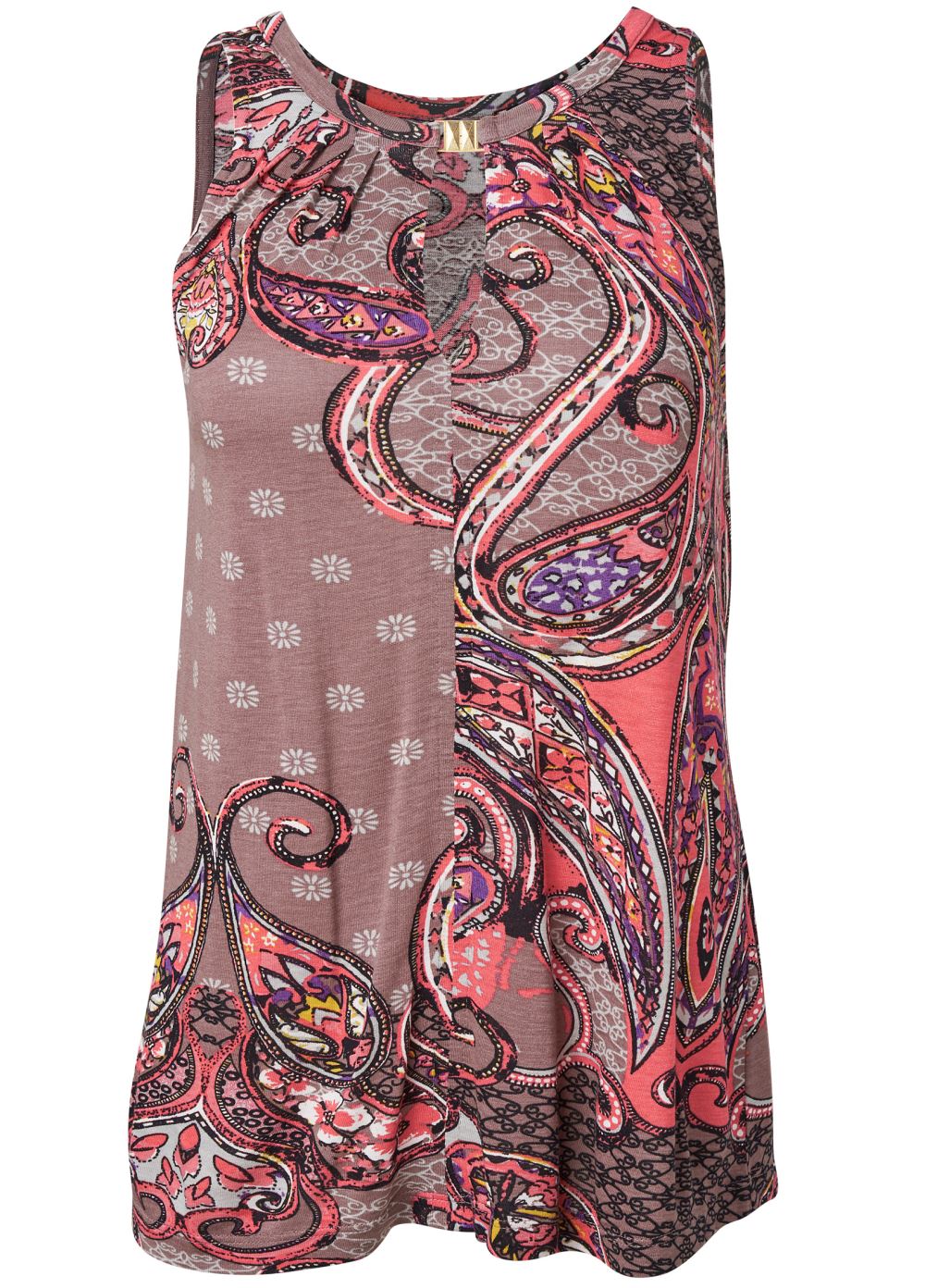Venus Plus Size Sleeveless Paisley Top