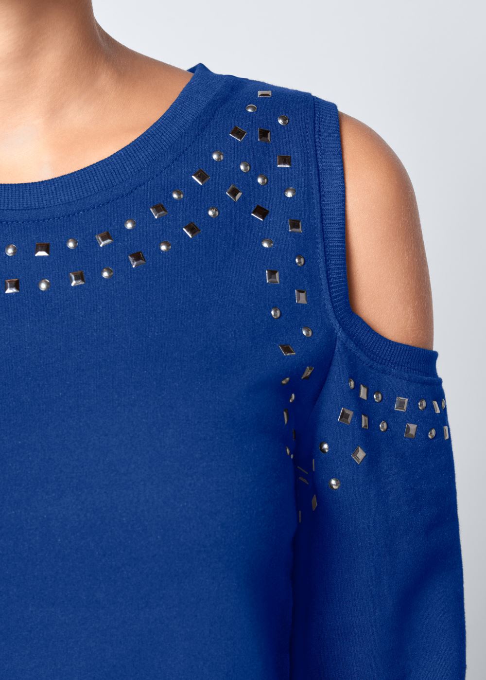 Venus Plus Size Cold-Shoulder Sweatshirt in Blue
