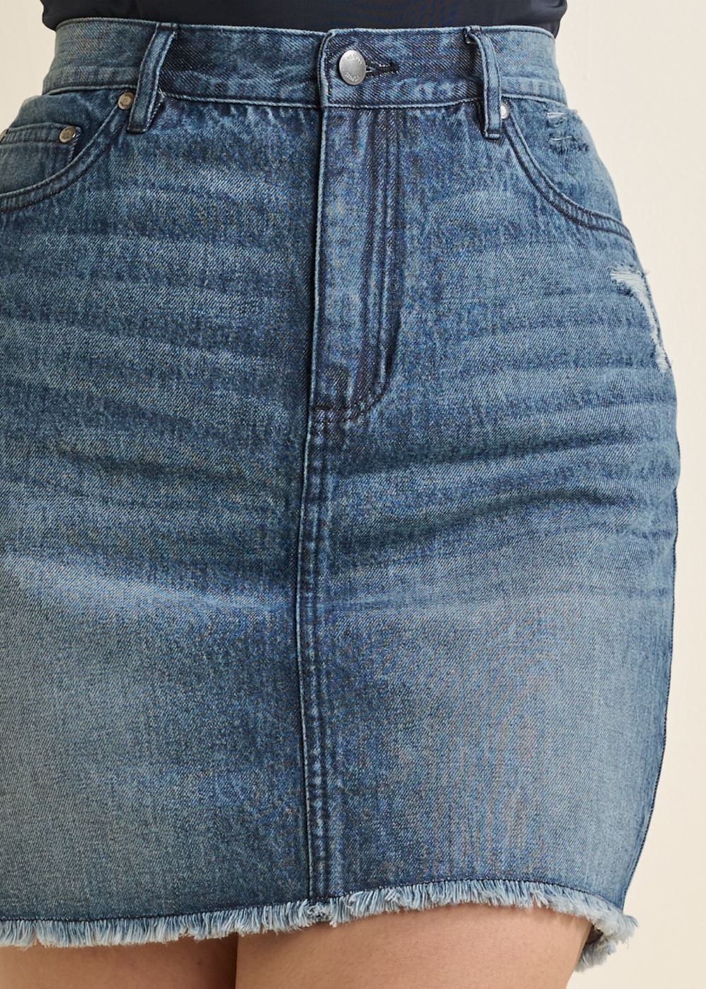 Venus Plus Size Denim Mini Skirt - Medium Wash