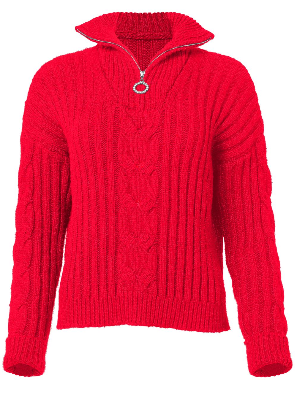 Venus Plus Size Quarter Zip Sweater in Red