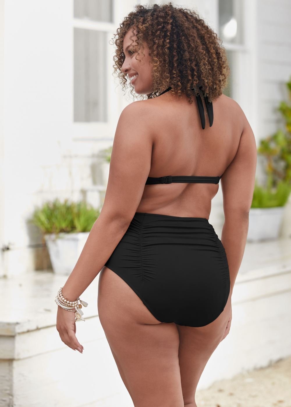 Venus Shirred High-Waist Bottom Bikini