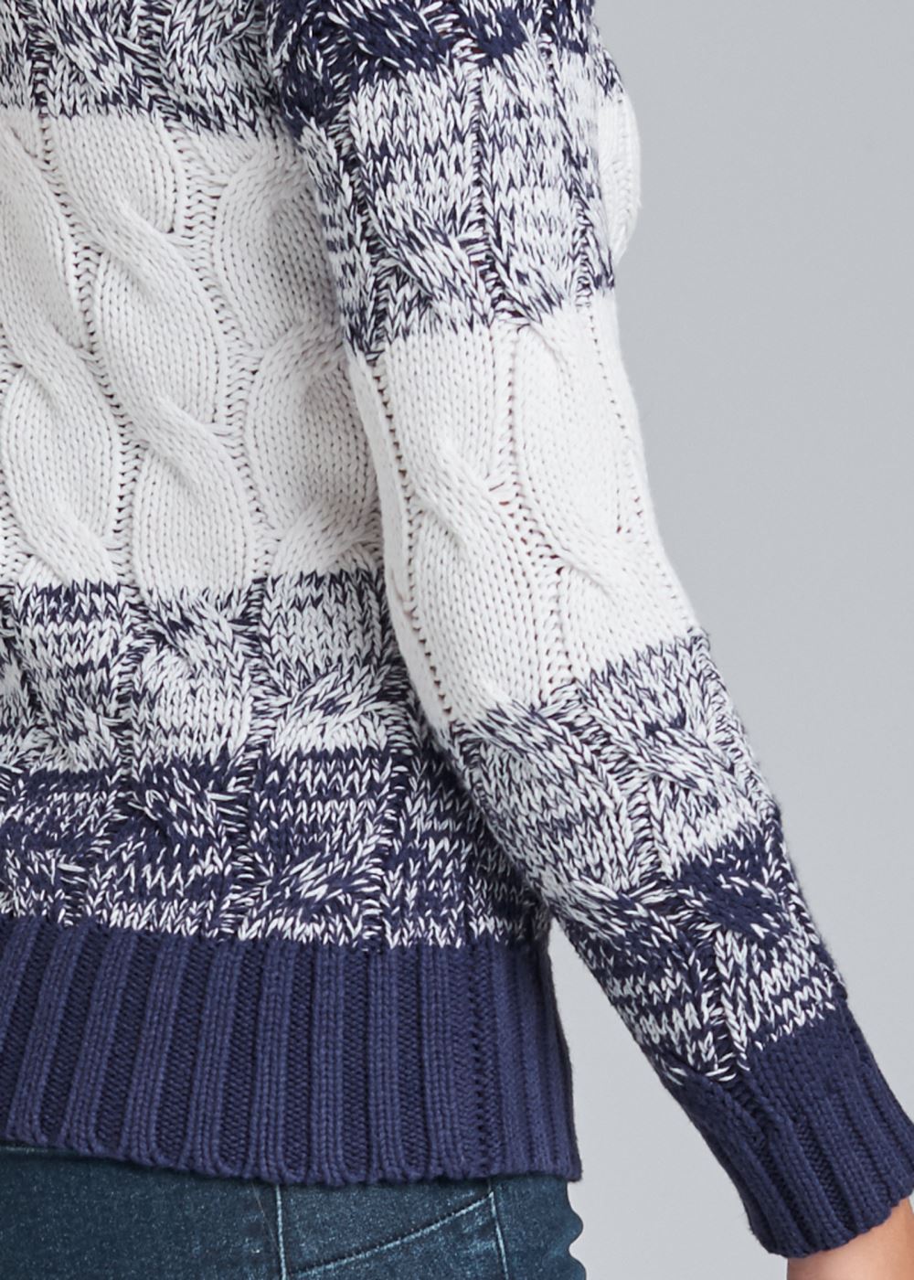 Venus Plus Size Marled Striped Turtleneck in White Multi
