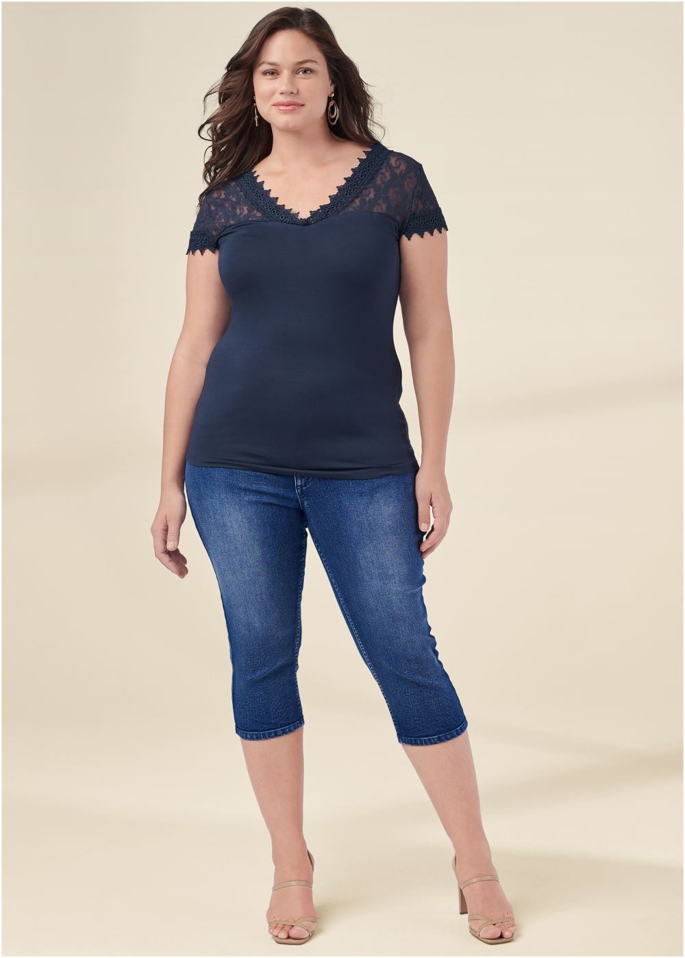 Venus Plus Size Lace Detail Tee
