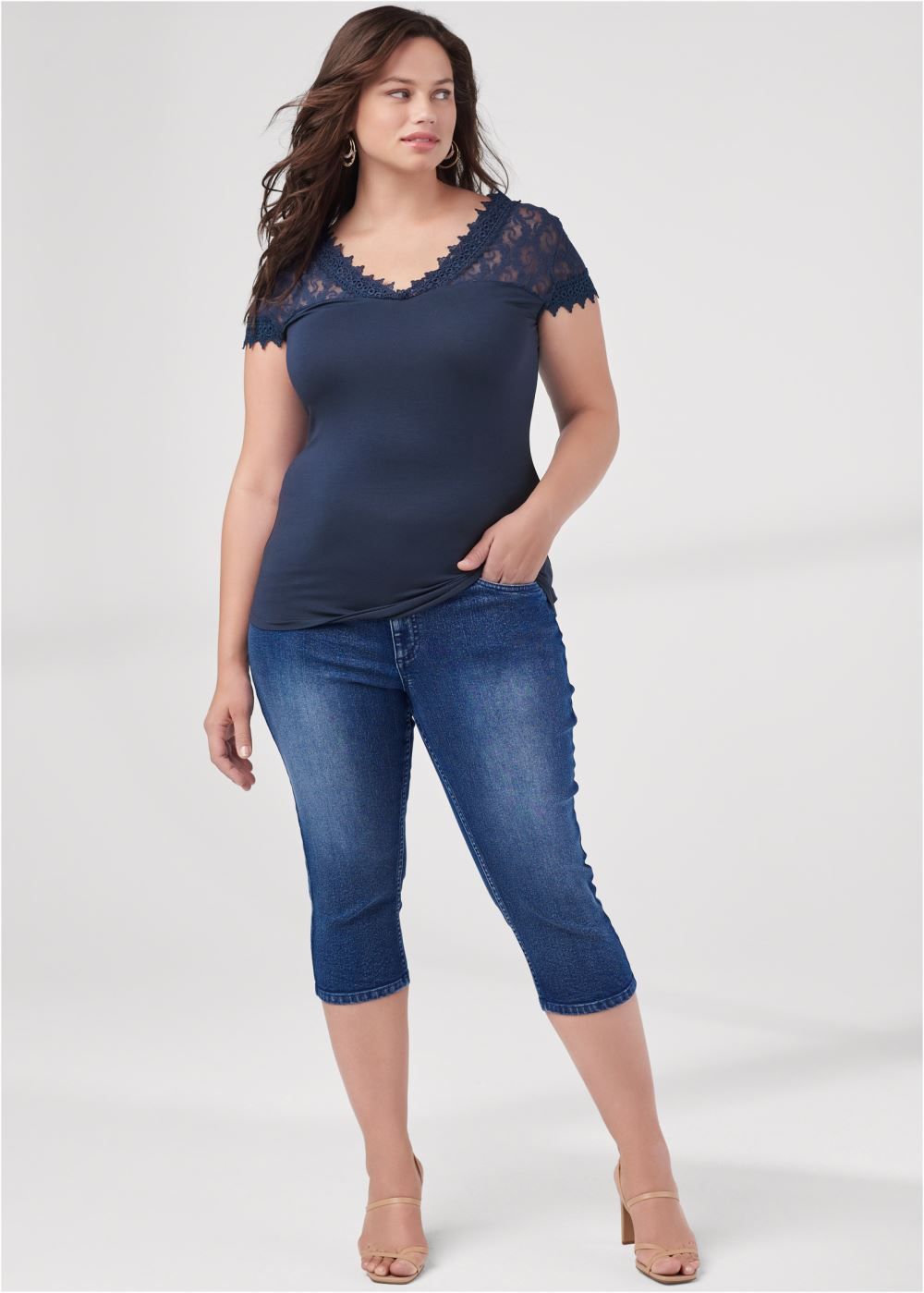 Venus Plus Size Lace Detail Tee