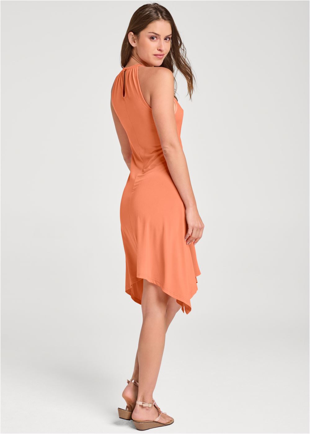 Venus Orange KEYHOLE DETAIL A-LINE DRESS