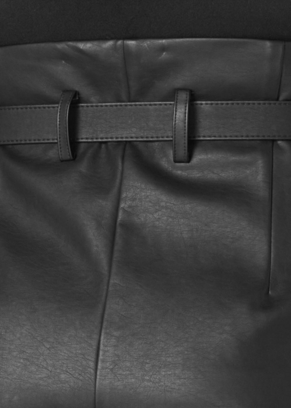 Venus Plus Size Belted Faux-Leather Shorts - Black
