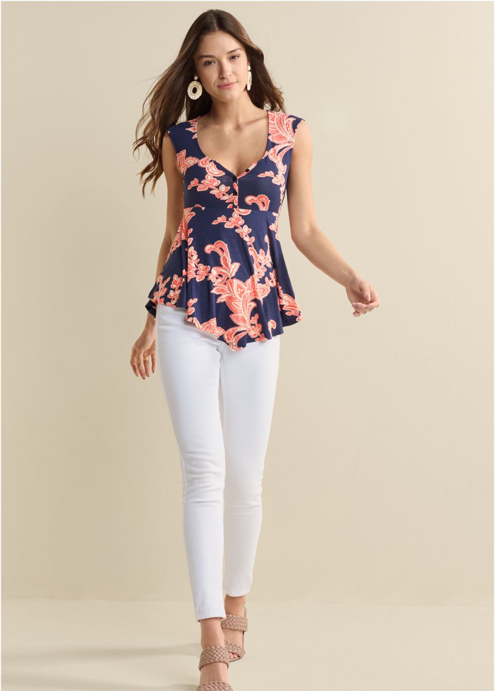 Venus Plus Size Henley Babydoll Top