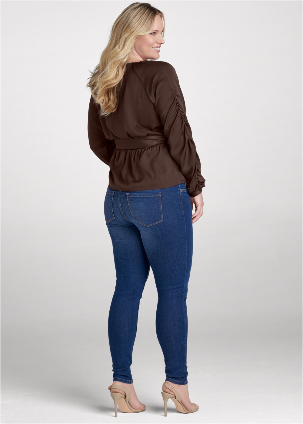 Venus Plus Size V-Neck Belted Top