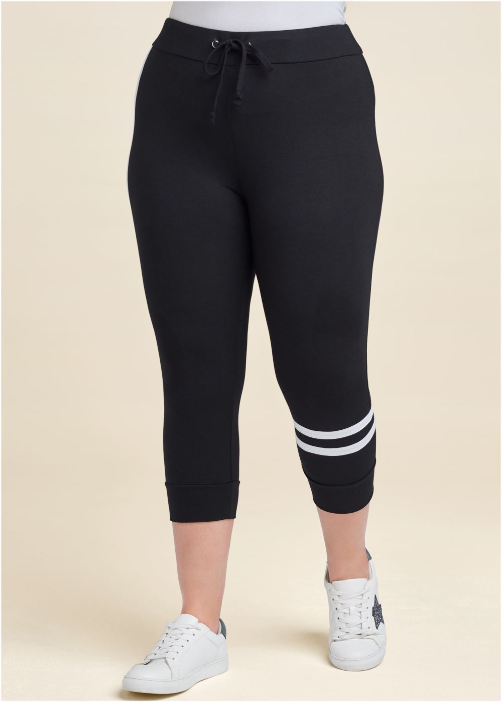 Venus Black & White STRIPE DETAIL LOUNGE CAPRIS