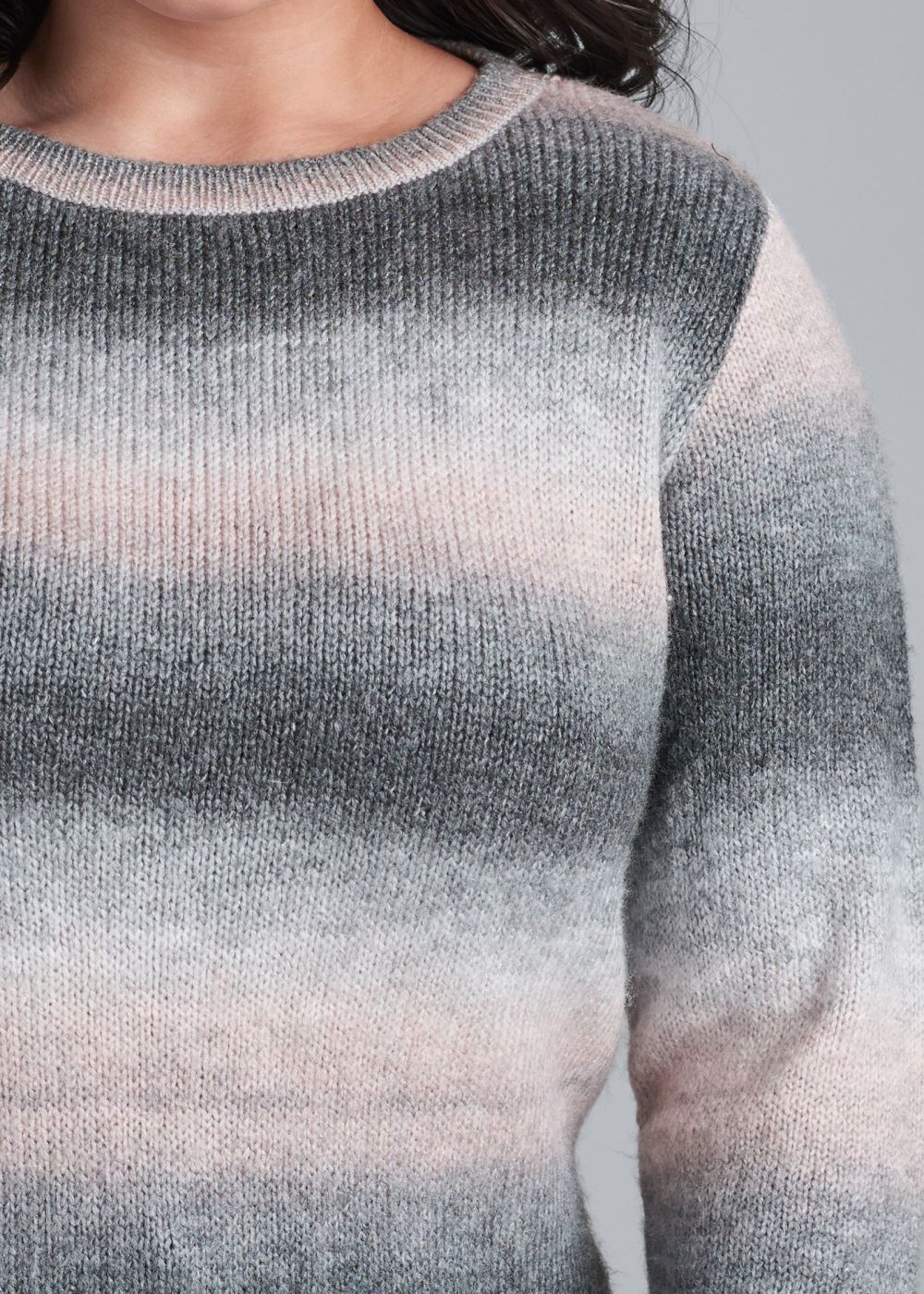 Venus Plus Size Ombre Stripe Sweater in Pink & Black