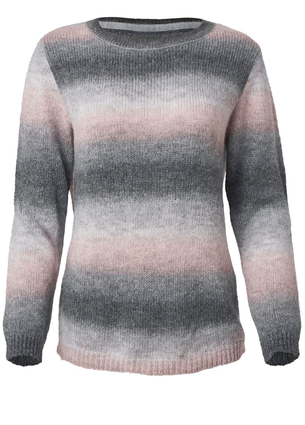 Venus Plus Size Ombre Stripe Sweater in Pink & Black