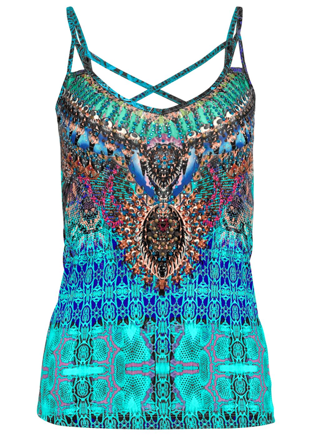 Venus Plus Size Embellished Print Tank Top