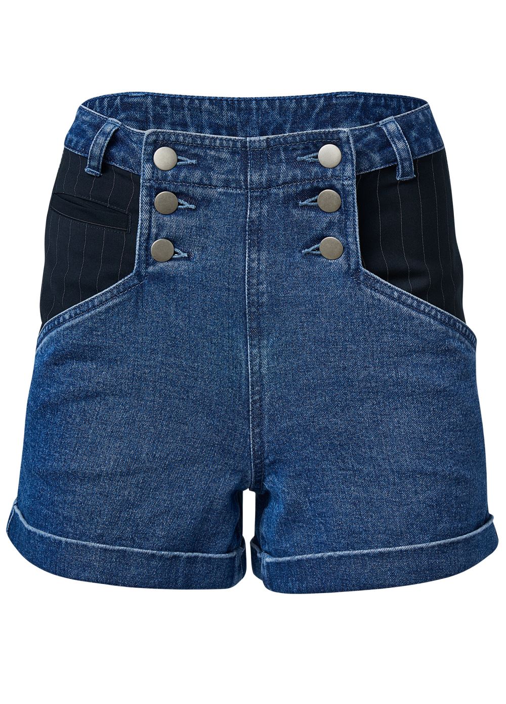 Venus Plus Size Suiting Denim Mixed Shorts - Medium Wash