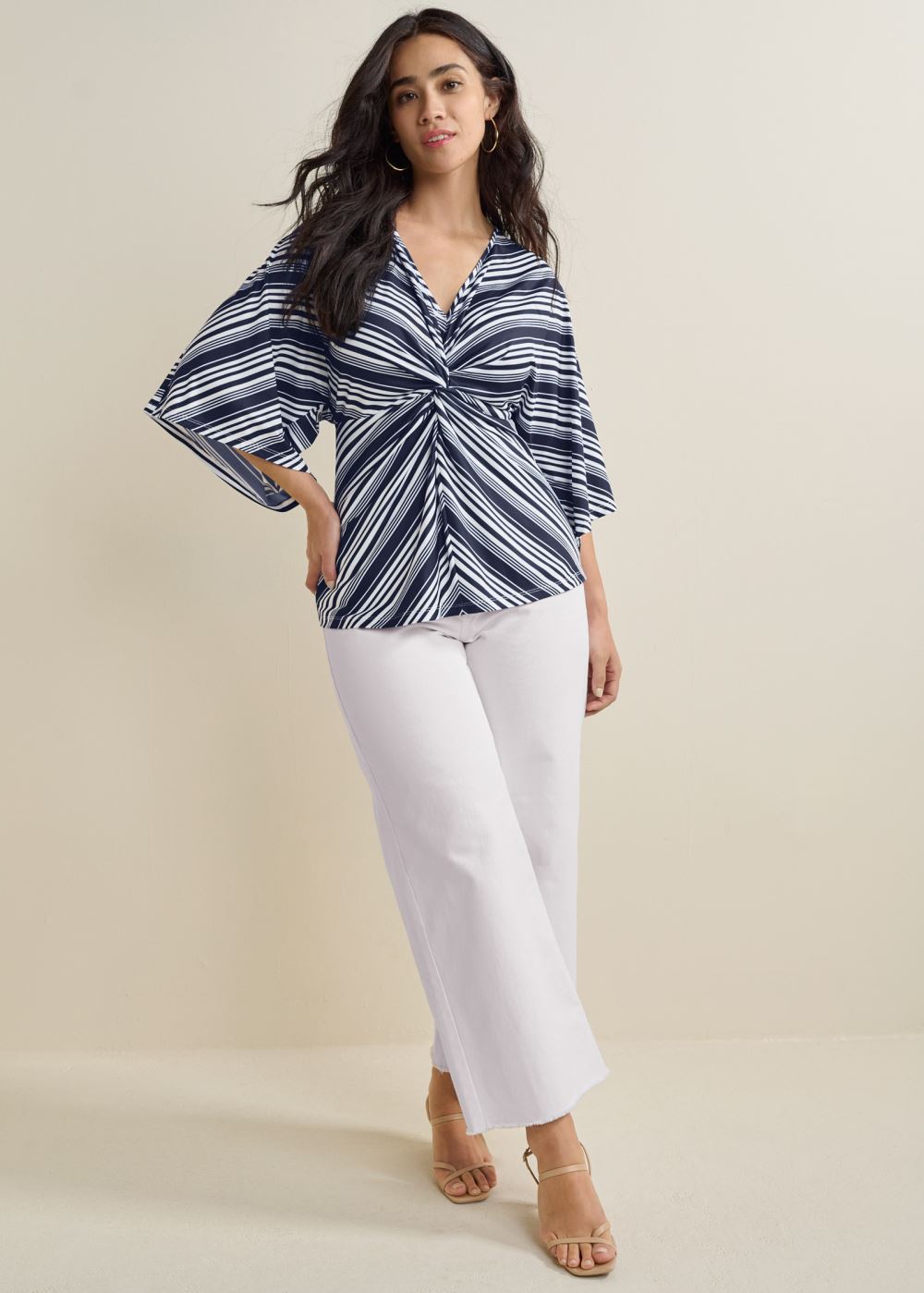 Venus Plus Size Striped Knotted Top
