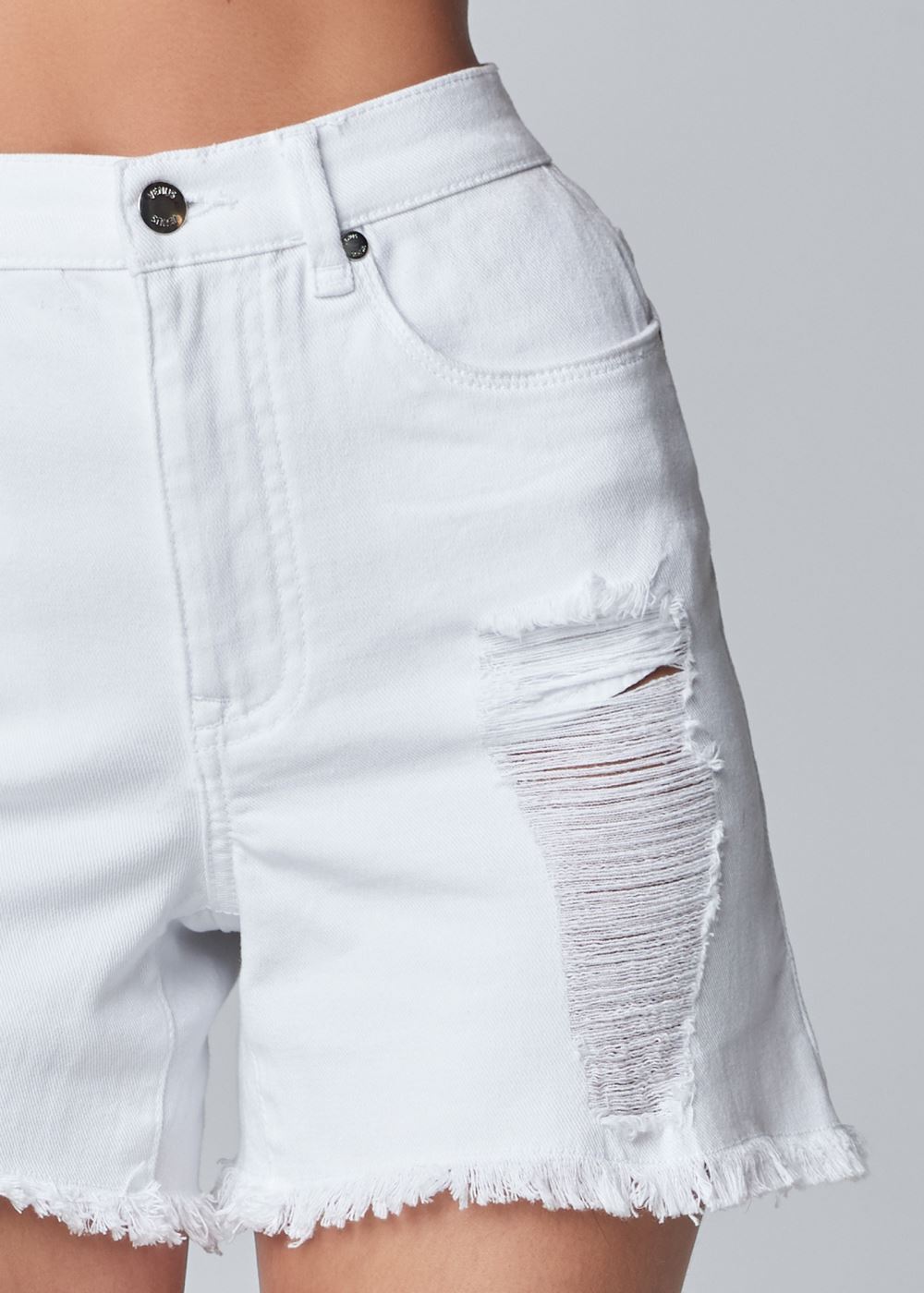 Venus Plus Size Distressed Jean Shorts - White Denim