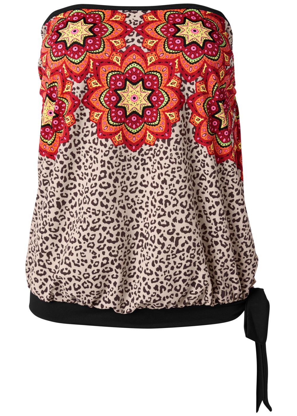 Venus Plus Size Tie Side Blouson Tankini Top Bikini - Jungle Mosaic