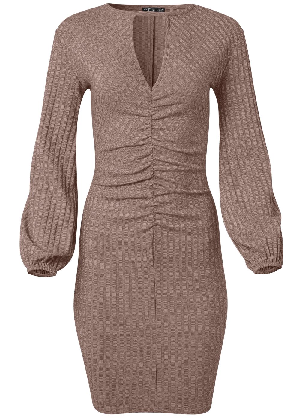 Venus Plus Size Balloon Sleeve Ruched Dress
