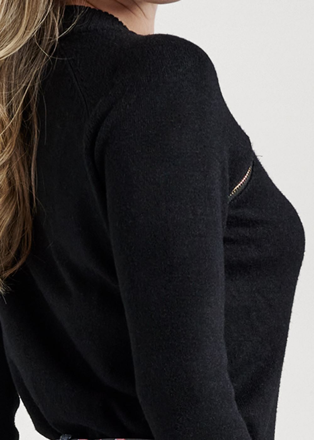 Venus Plus Size Zipper Neck Sweater in Black