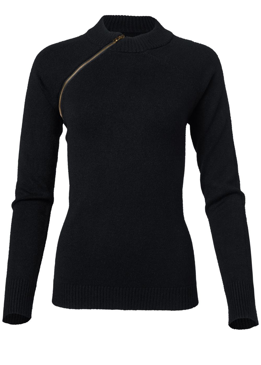Venus Plus Size Zipper Neck Sweater in Black