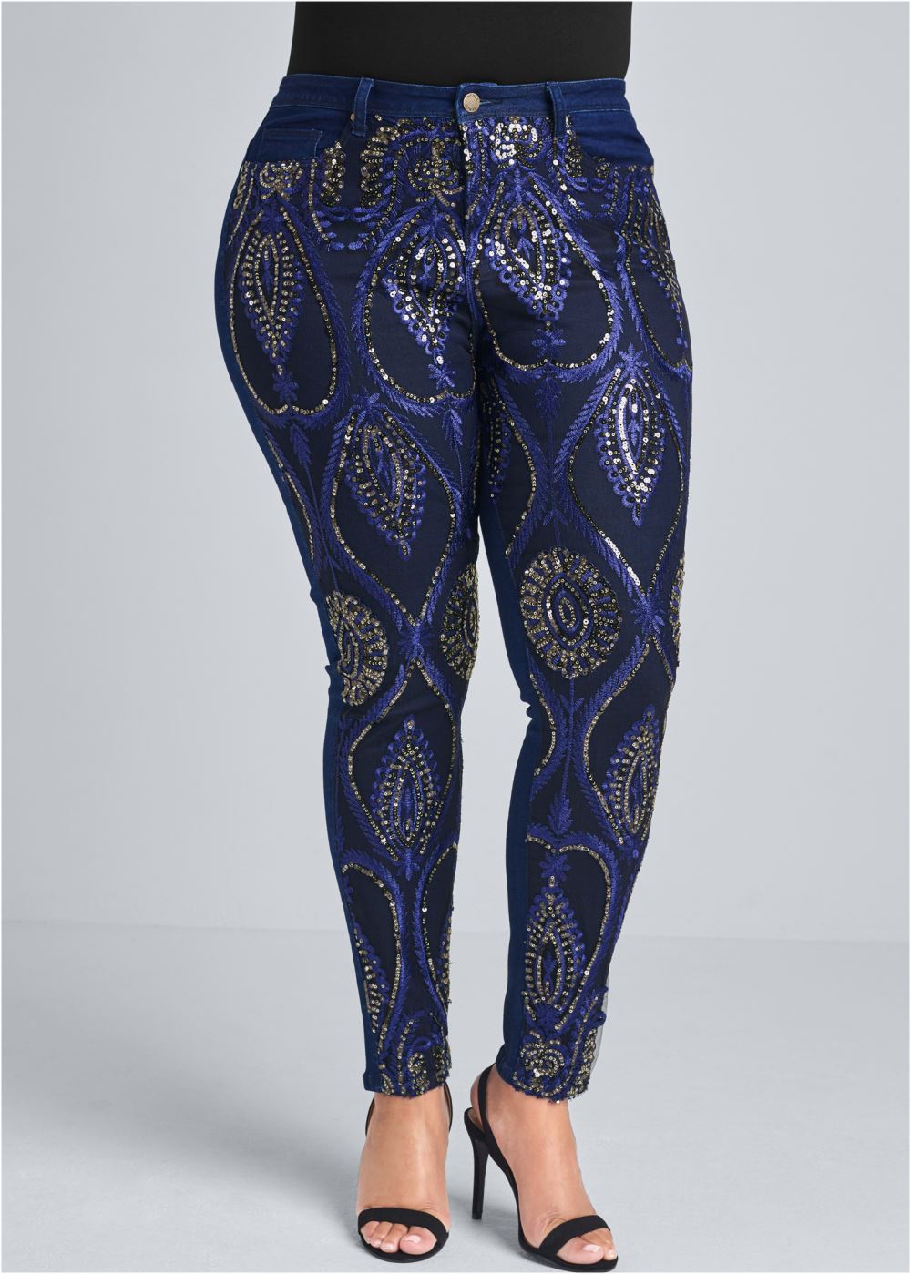 Venus Indigo Blue Beaded Skinny Jeans