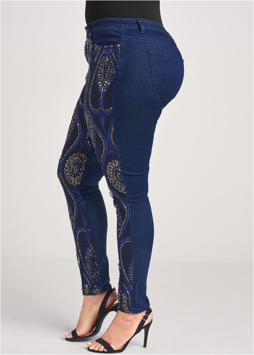 Venus Indigo Blue Beaded Skinny Jeans