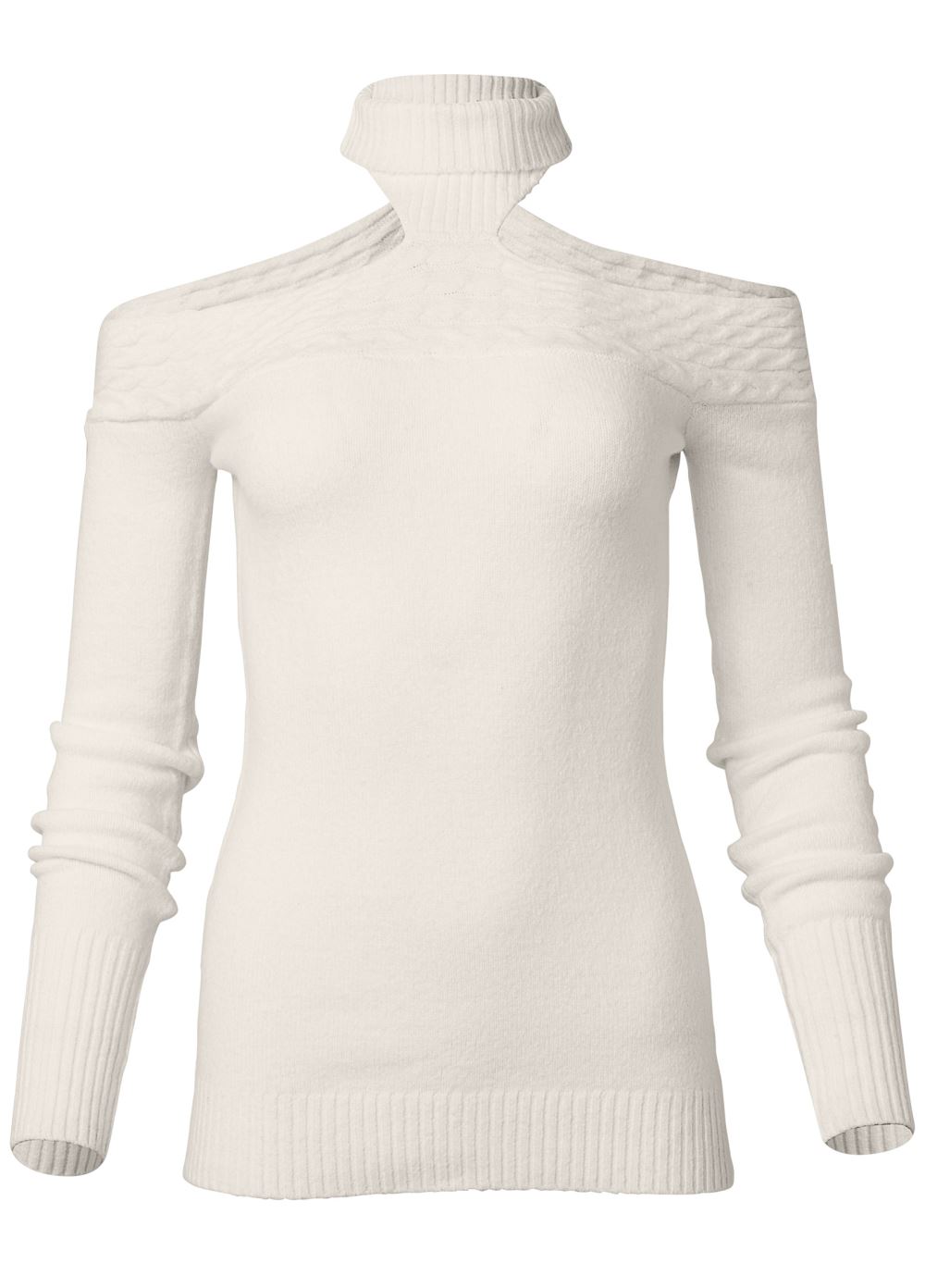 Venus Plus Size Cutout Turtleneck Sweater in White